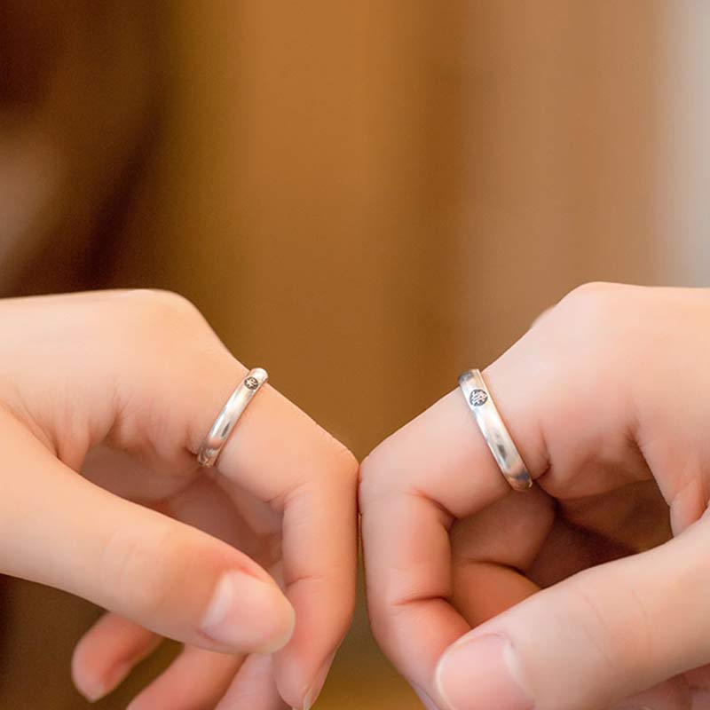 925 Sterling Silver Chinese Zodiac Natal mystic zen Blessing Couple Ring