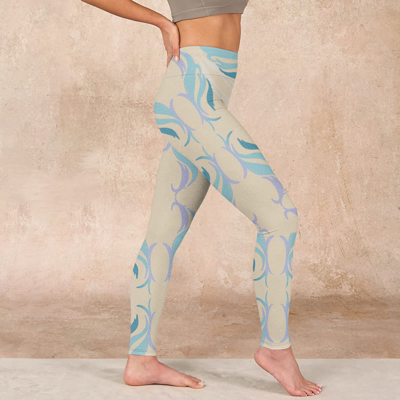 Blue Purple Green Lines Gym Leggings Women's Yoga Pants