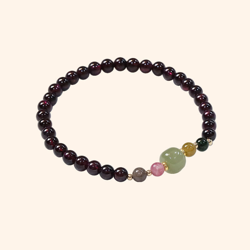 Natural Garnet Hetian Jade Tourmaline Bead Passion Bracelet