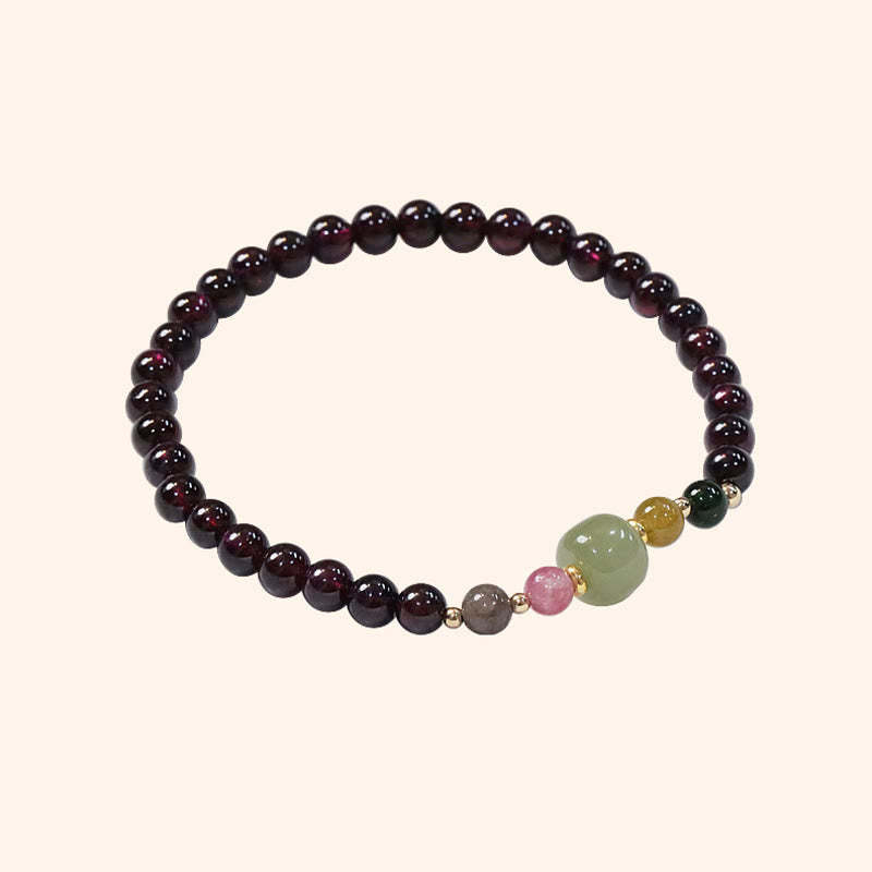 Natural Garnet Hetian Jade Tourmaline Bead Passion Bracelet