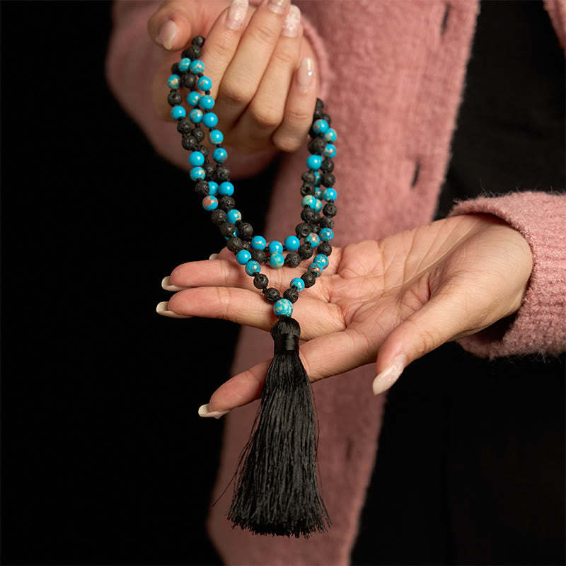 Emperor Stone Lava Rock Beads Tassel Happiness Necklaces Pendants