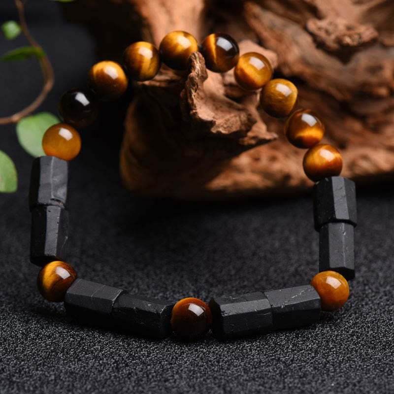 Natural Black Tourmaline Tiger Eye Positive Bracelet