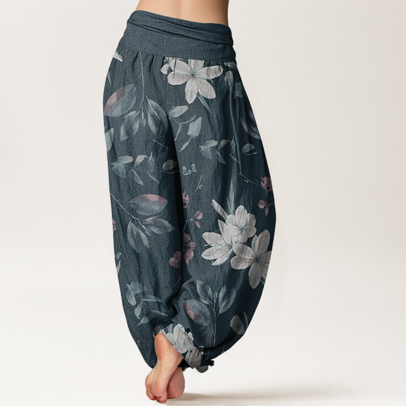 Casual Floral Leaves Women's Elastic Waist Harem Pants