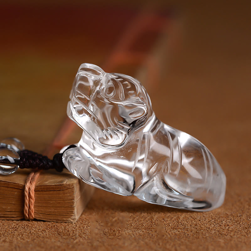 Chinese Zodiac White Crystal Protection Necklace Pendant