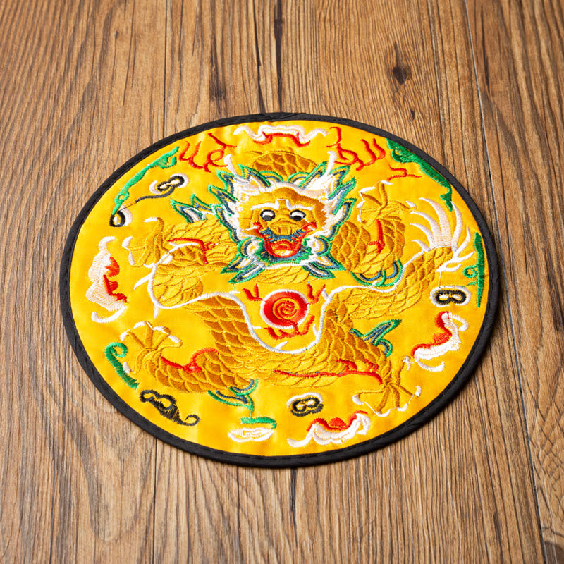 Dragon Embroidery Cup Mat Pad Tea Cup Coaster Kung Fu Tea Mat