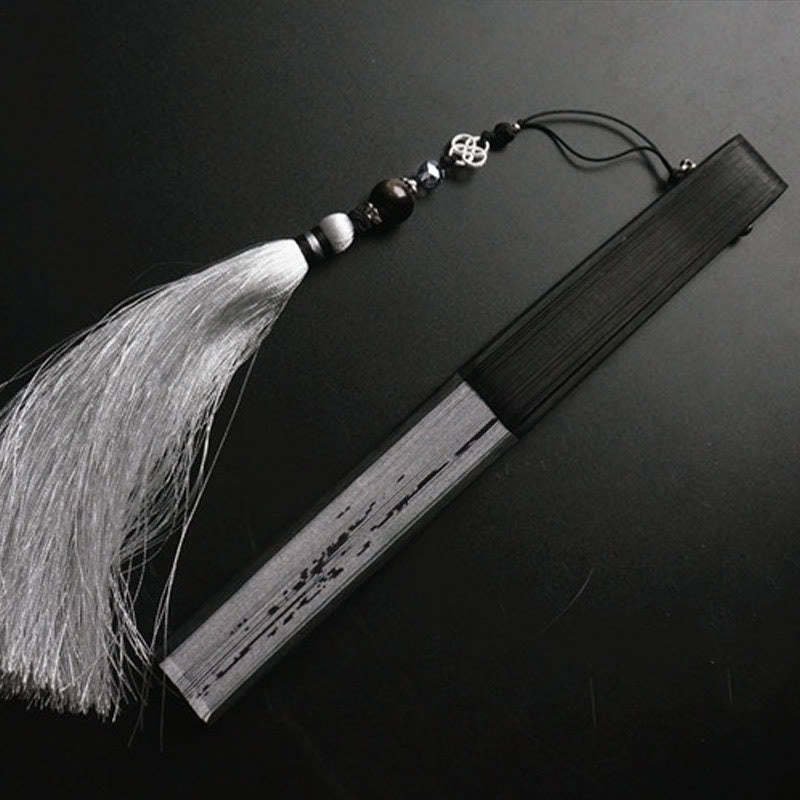 Ink Bamboo Polyester Handheld Bamboo Folding Fan