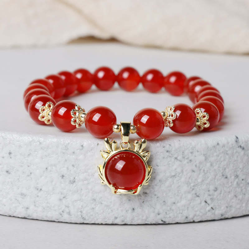 Year of the Dragon Red Agate Jade Peace Buckle Fu Character Success Bracelet (Extra 30% Off | USE CODE: FS30)