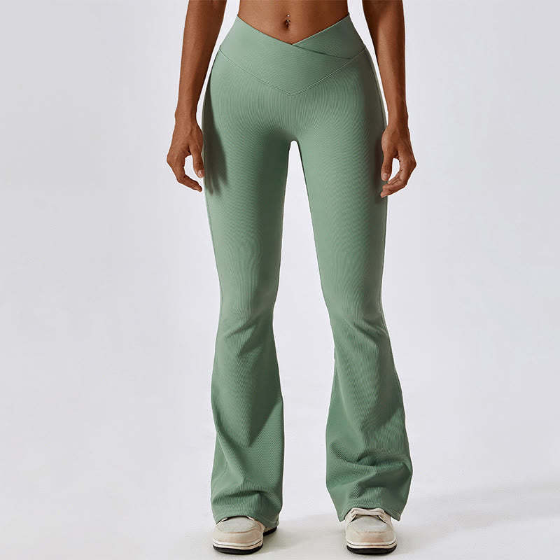 Sleeveless Crop Tank Top Flared Pants Sports Fitness Yoga