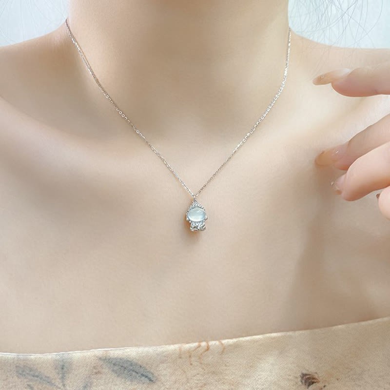 925 Sterling Silver Chalcedony Formless mystic zen Positive Necklace Pendant