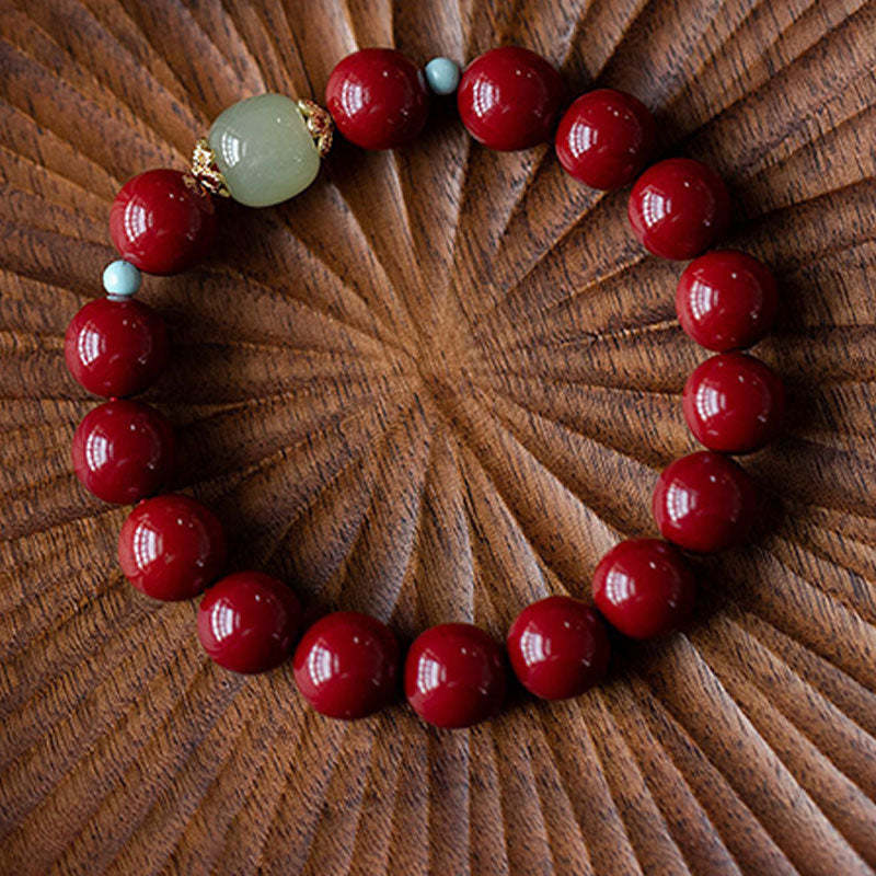 Cinnabar Green Aventurine Fortune Luck Bracelet