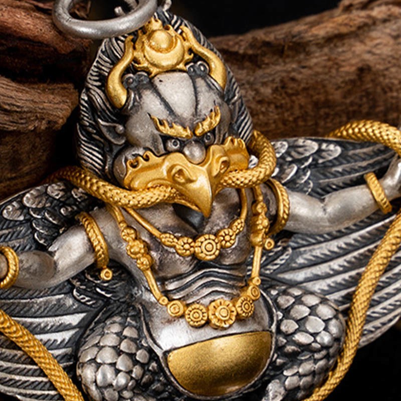 925 Sterling Silver Tibetan Garuda Bird Wisdom Necklace Pendant