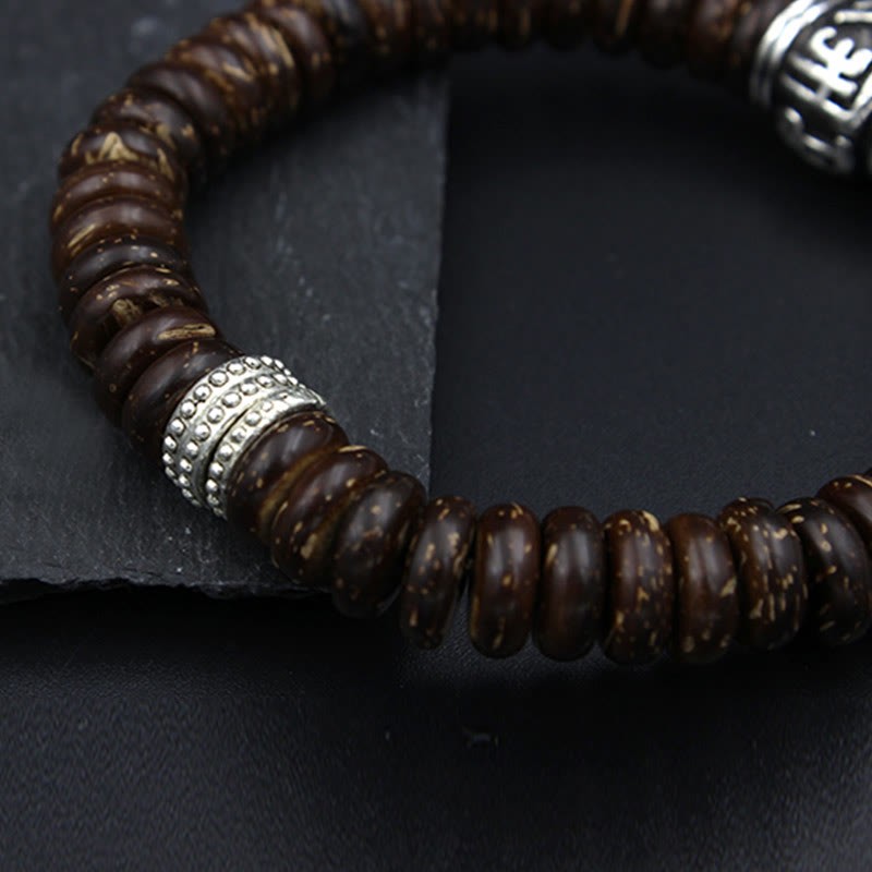 Natural Tibetan Coconut Shell Om Mani Padme Hum Positive Bracelet