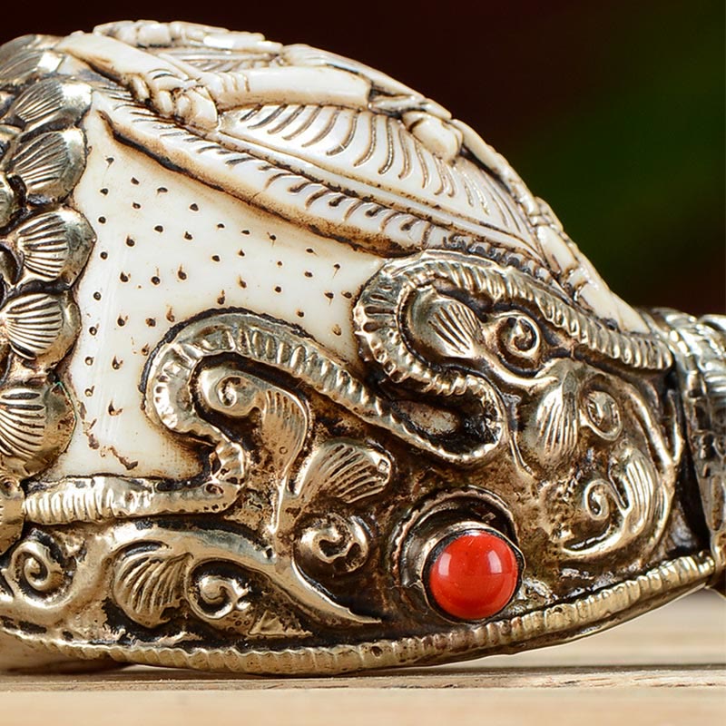Tibetan Handmade Engraved Shankha mystic zen Conch Shell Wealth Positive Decoration