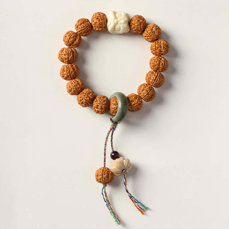 Bodhi Seed Three-eyed Dzi Bead mystic zen Hand Charm Wealth Bracelet