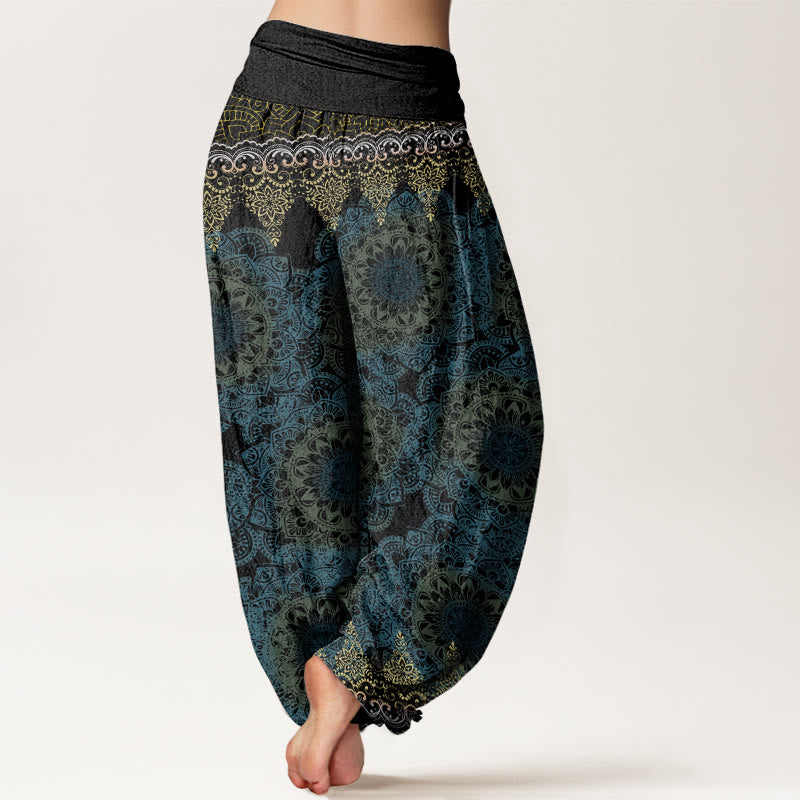 Triangular Mandala Patterns Women's Elastic Waist Harem Pants