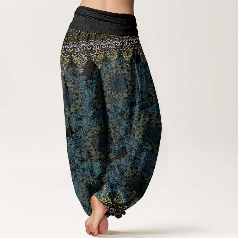 Triangular Mandala Patterns Women's Elastic Waist Harem Pants