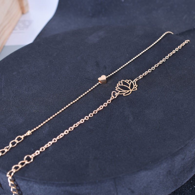 2Pcs Lotus Flower Love Heart Enlightenment Bracelet