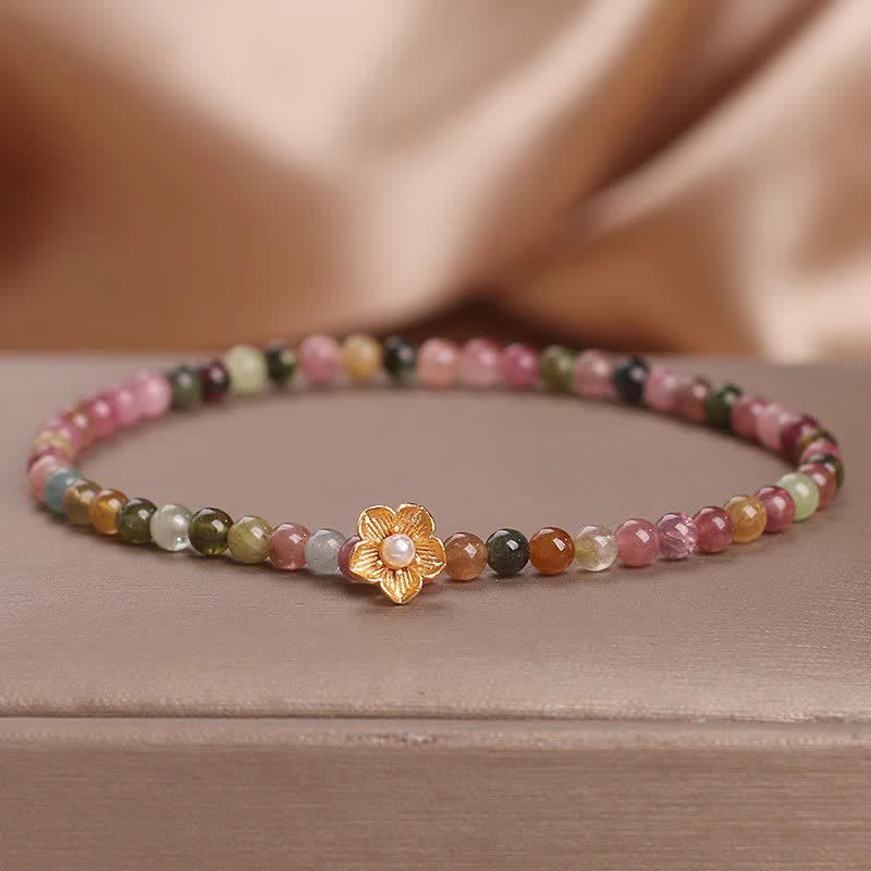 Colorful Tourmaline Flowers Positive Bracelet