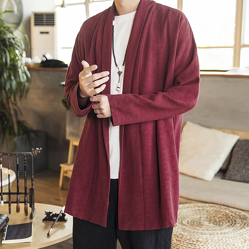 Fall Simple Casual Cotton Linen Men's Mid-length Coat Clothing