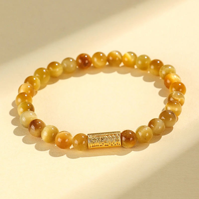 Tiger Eye Fu Character Bamboo Koi Fish Lotus Om Mani Padme Hum Protection Bracelet