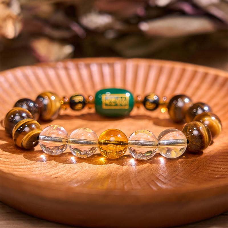 Chinese Zodiac Tiger Eye White Crystal Courage Bracelet