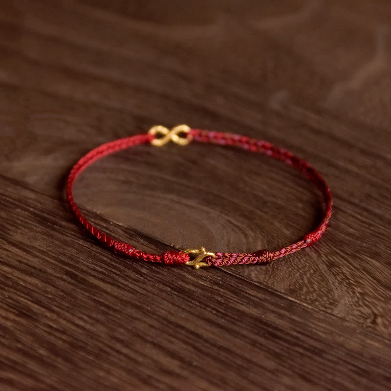 999 Gold Endless Knot Infinity Handmade Luck Rope Bracelet