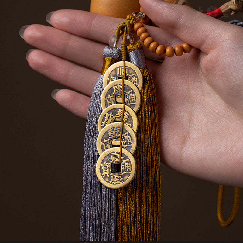 Feng Shui Coins Gourd Chinese Knot Lucky Coins Five Emperor Money Wealth Tassels Decoration