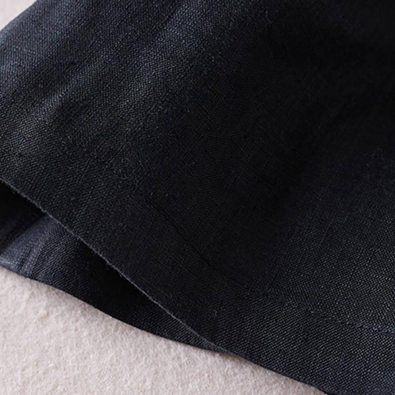 Summer Daily Simple Wrinkle Design Cotton Linen Women's Shorts With Pockets