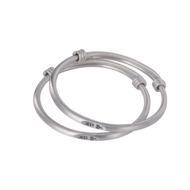 999 Sterling Silver Peace And Joy Protection Kids Child Bracelet Bangle
