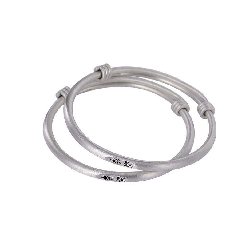 999 Sterling Silver Peace And Joy Protection Kids Child Bracelet Bangle