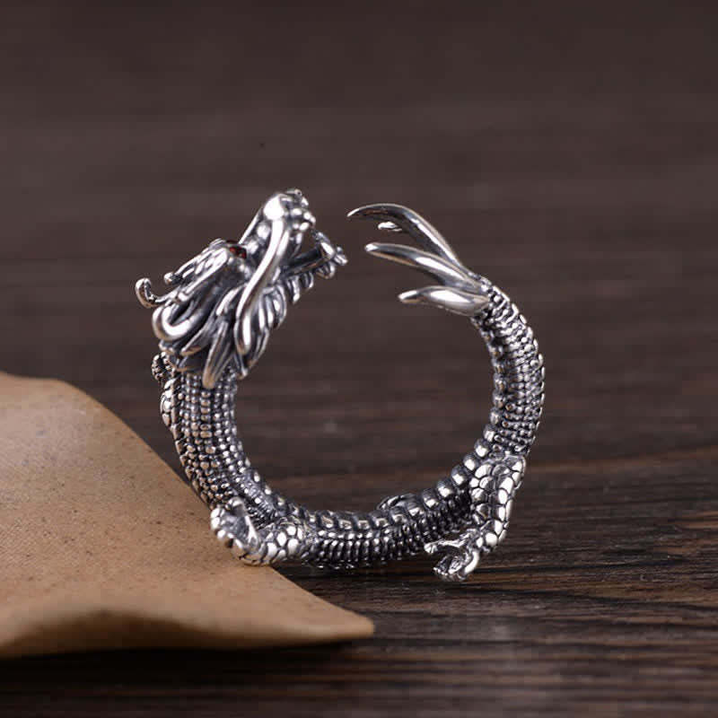 925 Sterling Silver Dragon Luck Protection Ring