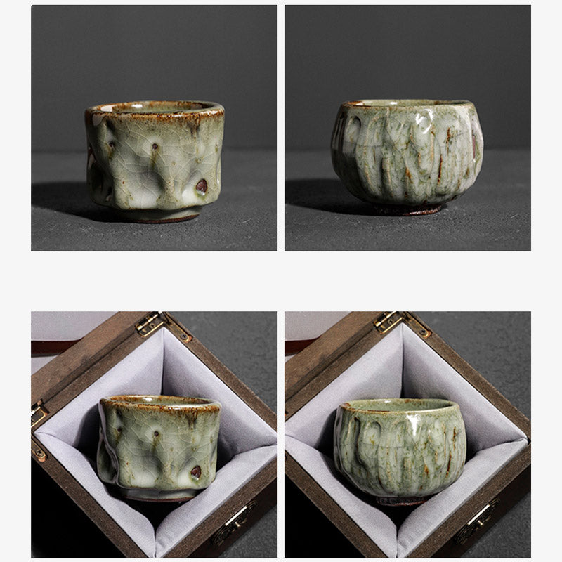 Handcrafted Simple Cracked Ice Texture Chinese Jianzhan Ceramic Teacup Kung Fu Tea Cup