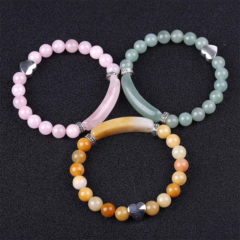 Natural Crystal Beads Unisex Heart Bracelet
