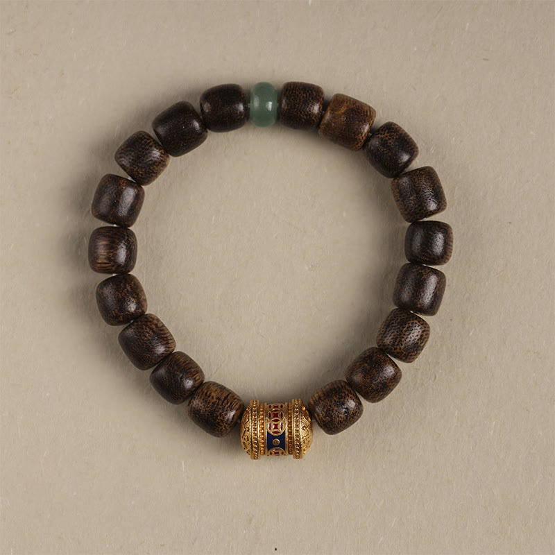 Agarwood Copper Coin Auspicious Cloud Calm Bracelet