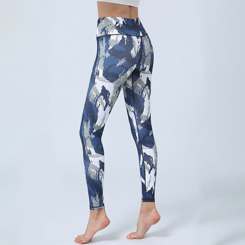 Flowers Leaves Print Sports Fitness Yoga High Waist Leggings Women's Yoga Pants