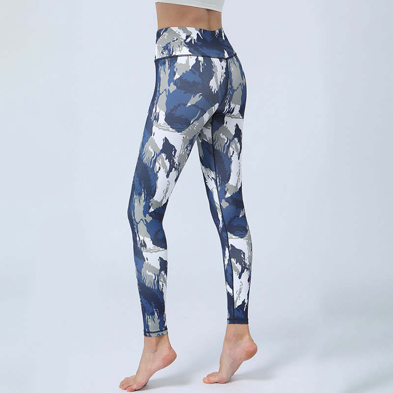 Flowers Leaves Print Sports Fitness Yoga High Waist Leggings Women's Yoga Pants