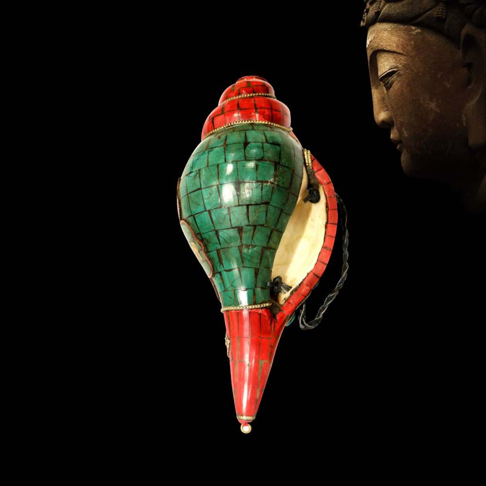 Tibetan Handmade Shankha Om Mani Padme Hum mystic zen Conch Shell Lucky Decoration