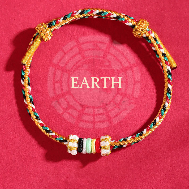 Five Elements Colorful String Completeness Knot Reef Knot Braid Luck Bracelet
