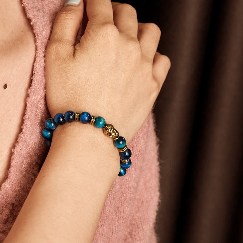 Blue Green Red Tiger Eye mystic zen Head Balance Bracelet
