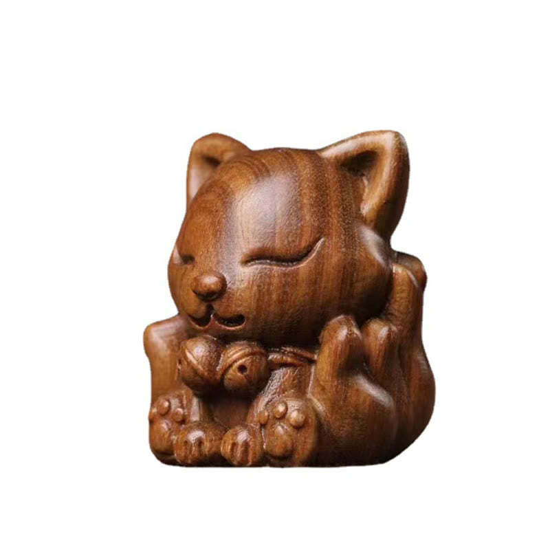 Mini Nine-Tailed Fox Ivory Fruit Sandalwood Green Sandalwood Blessing Decoration