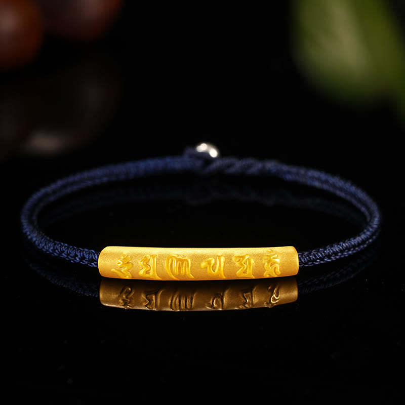 Tibetan 999 Gold Om Mani Padme Hum Handcrafted Eight Thread Peace Knot Luck Braided Couple Bracelet