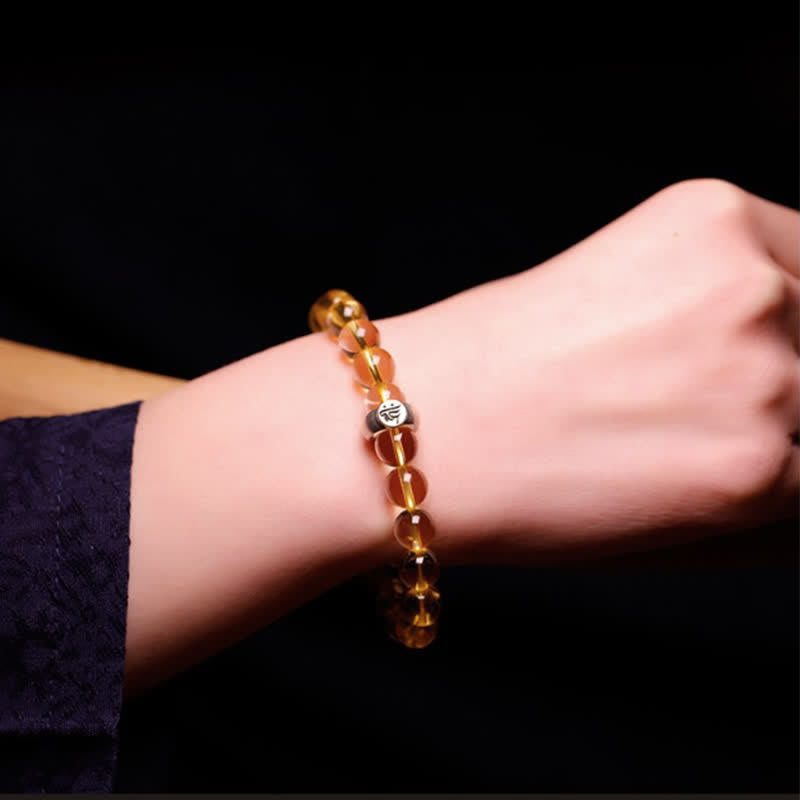 925 Sterling Silver Chinese Zodiac Natal mystic zen Citrine Protection Bracelet