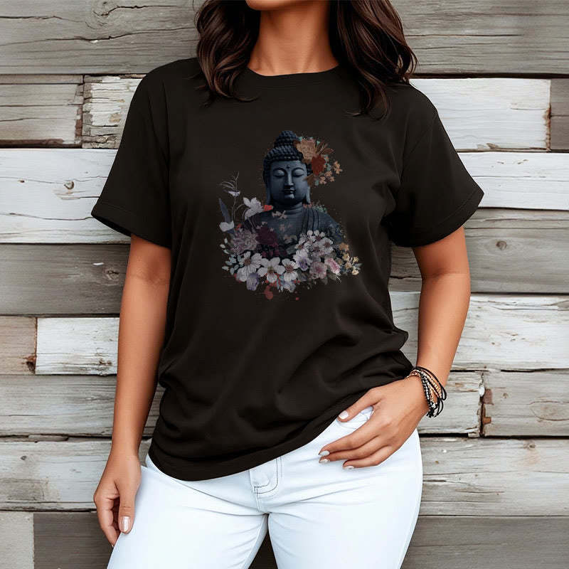 Colorful Flowers Surrounding mystic zen Pattern Tee T-shirt