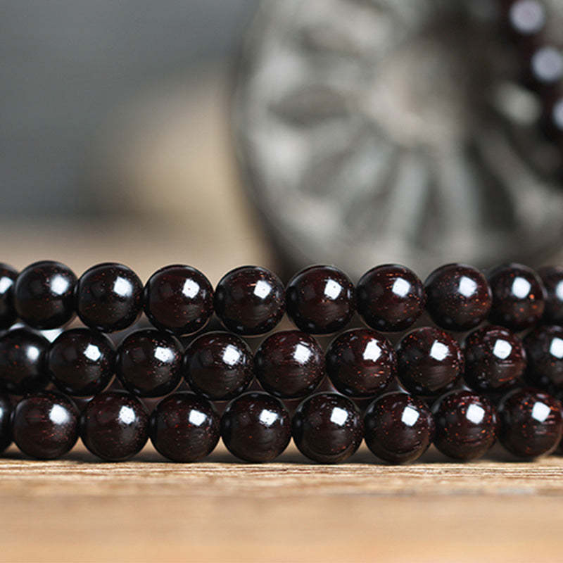 108 Mala Beads 4.8 Stars With Gold Star Indian Small Leaf Red Sandalwood Amber Turquoise Chinese Knotting Blessing Bracelet
