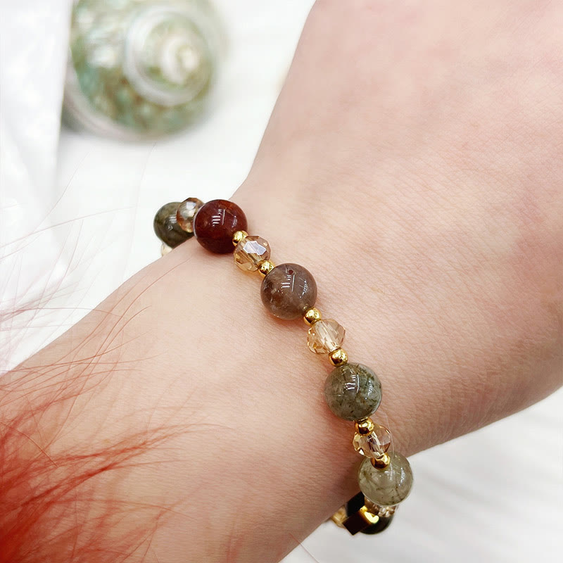 Natural Colored Rutilated Quartz Amethyst Protection Bracelet