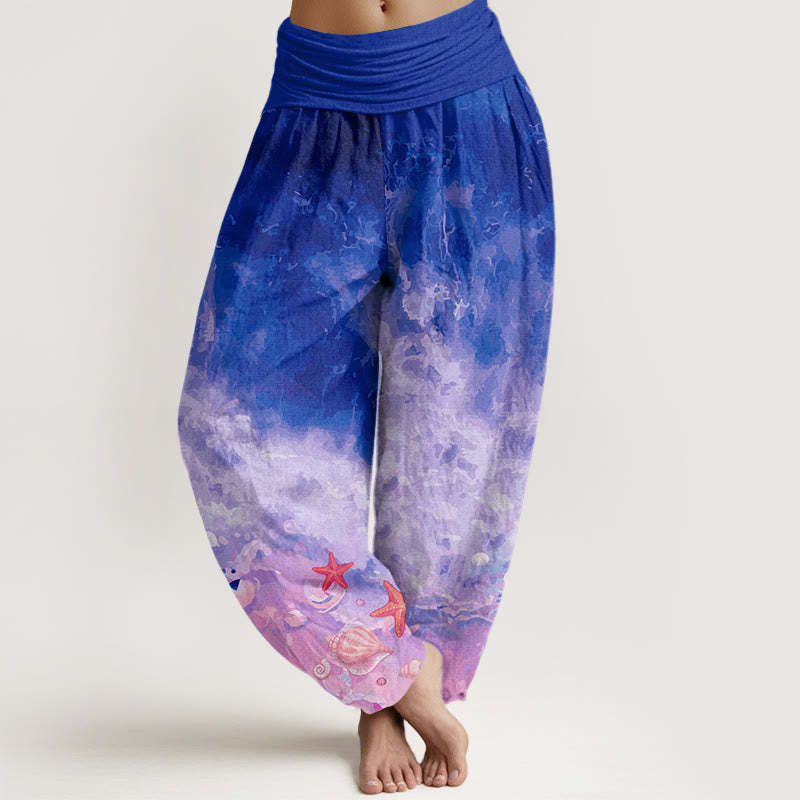 Vast Ocean Pattern Women's Elastic Waist Harem Pants