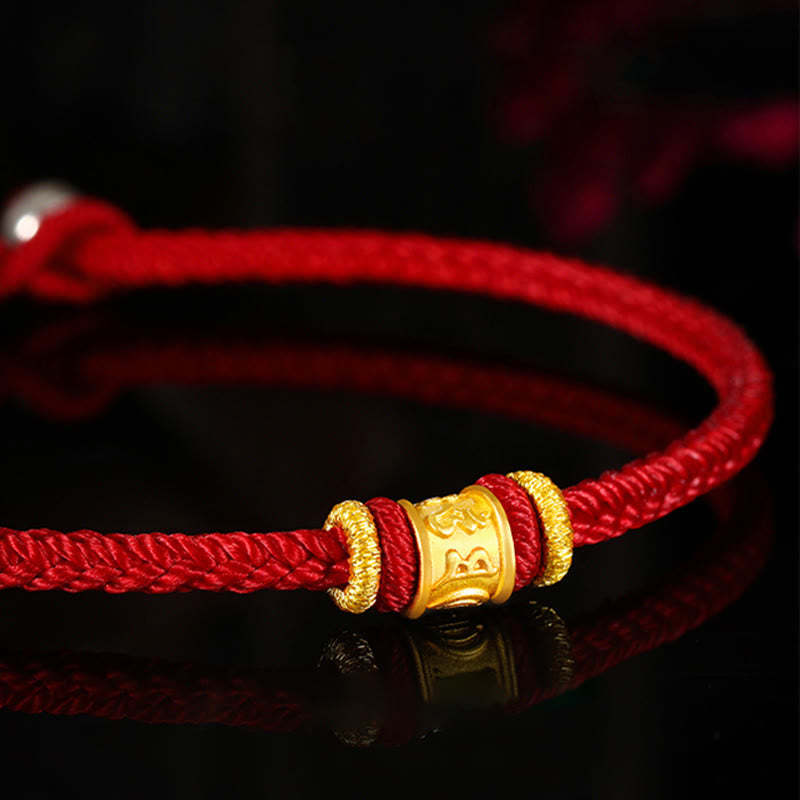 Tibet 999 Gold Om Mani Padme Hum Engraved Protection?Lucky Bead Bracelet