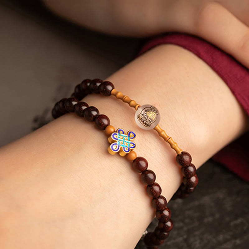 Chinese Zodiac Natal mystic zen Red Agate Small Leaf Red Sandalwood Cinnabar Amulet Blessing Double Wrap Bracelet