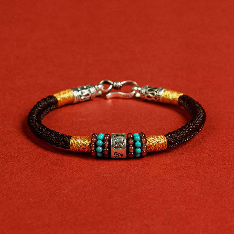 Red String Black String Six True Words 925 Sterling Silver Connection Bracelet