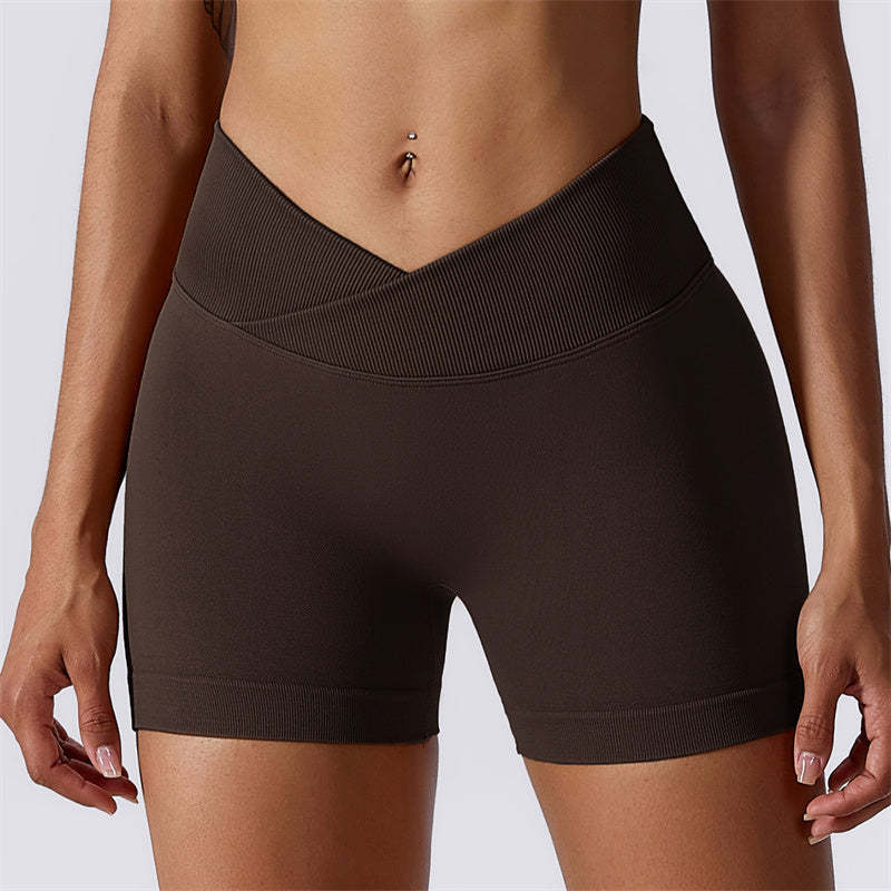 Women Seamless High Elasticity Sports Fitness High Waist Yoga Workout Shorts